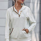 PromiseTops Half Button Drawstring Long Sleeve Hoodie