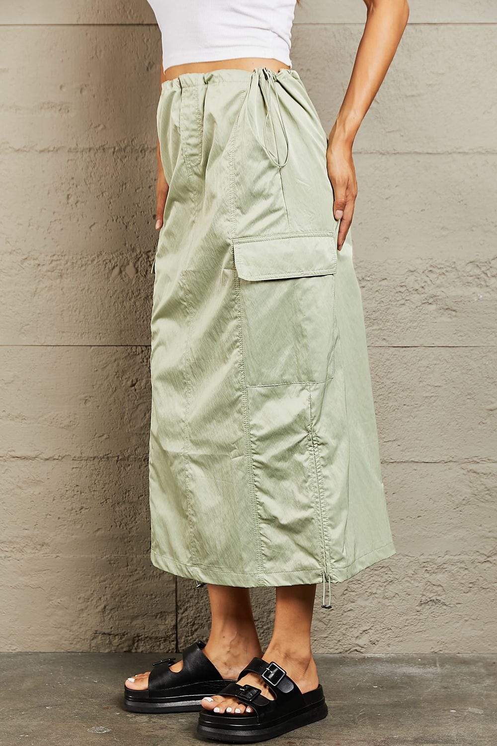 HYFVE Just In Time High Waisted Cargo Midi Skirt *
