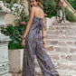 Tied Printed Tube Wide Leg Jumpsuit