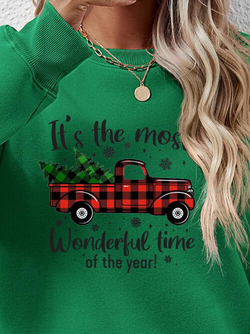 CHRISTMAS THEMED Graphic Round Neck Long Sleeve Sweatshirt