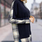 Jaylynn Plaid Drawstring Long Sleeve Slit Hoodie