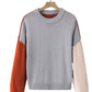 Contrast Round Neck Dropped Shoulder Sweater