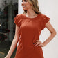 Ruffled Round Neck Cap Sleeve T-Shirt