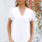 V-Neck Flutter Sleeve T-Shirt