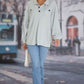 Opaque Full Size Light Gray Half Button Collared Neck Long Sleeve Sweatshirt