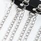 Silver One Size Fringed Chain PU Leather Belt
