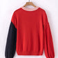 Contrast Round Neck Dropped Shoulder Sweater