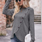 Full Size Ribbed Round Neck Buttoned Long Sleeve Tee