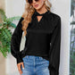 Cutout Mock Neck Long Sleeve Top