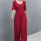Women's Scoop Neck Half Sleeve Wide Leg Jumpsuit