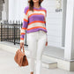 Color Block Round Neck Dropped Shoulder Sweater