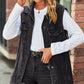 Women's Collared Neck Sleeveless Denim Top with Pockets