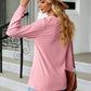 Full Size Notched Neck Long Sleeve Buttoned Blouse