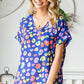 First Love Printed V-Neck Short Sleeve Blouse