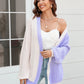 Sophia & Grace Open Front Contrast Color Balloon Sleeve Cardigan