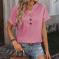 Notched Buttoned Short Sleeve T-Shirt
