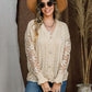 Eyelet Button Up Lantern Sleeve Cardigan