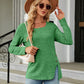 Full Size Square Neck Long Sleeve Slit T-Shirt
