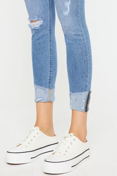 Kancan Distressed Cat's Whiskers Button Fly Jeans *