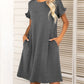 Round Neck Flounce Sleeve Dress with Pockets