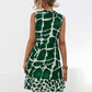 Printed Notched Sleeveless Tiered Dress