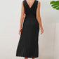 Surplice Sleeveless Midi Pleated Dress