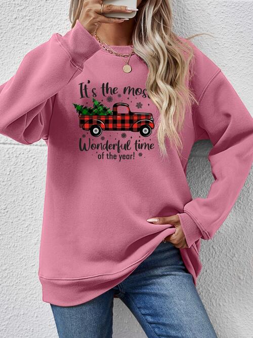 CHRISTMAS THEMED Graphic Round Neck Long Sleeve Sweatshirt