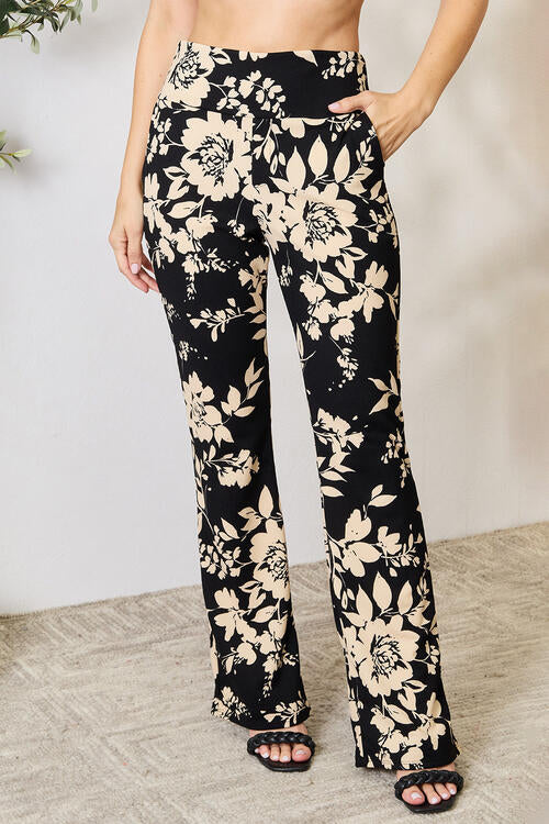 Heimish Full Size High Waist Floral Flare Pants *