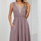 Pocketed V-Neck Wide Strap Dress