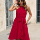 Tied Round Neck Sleeveless Dress