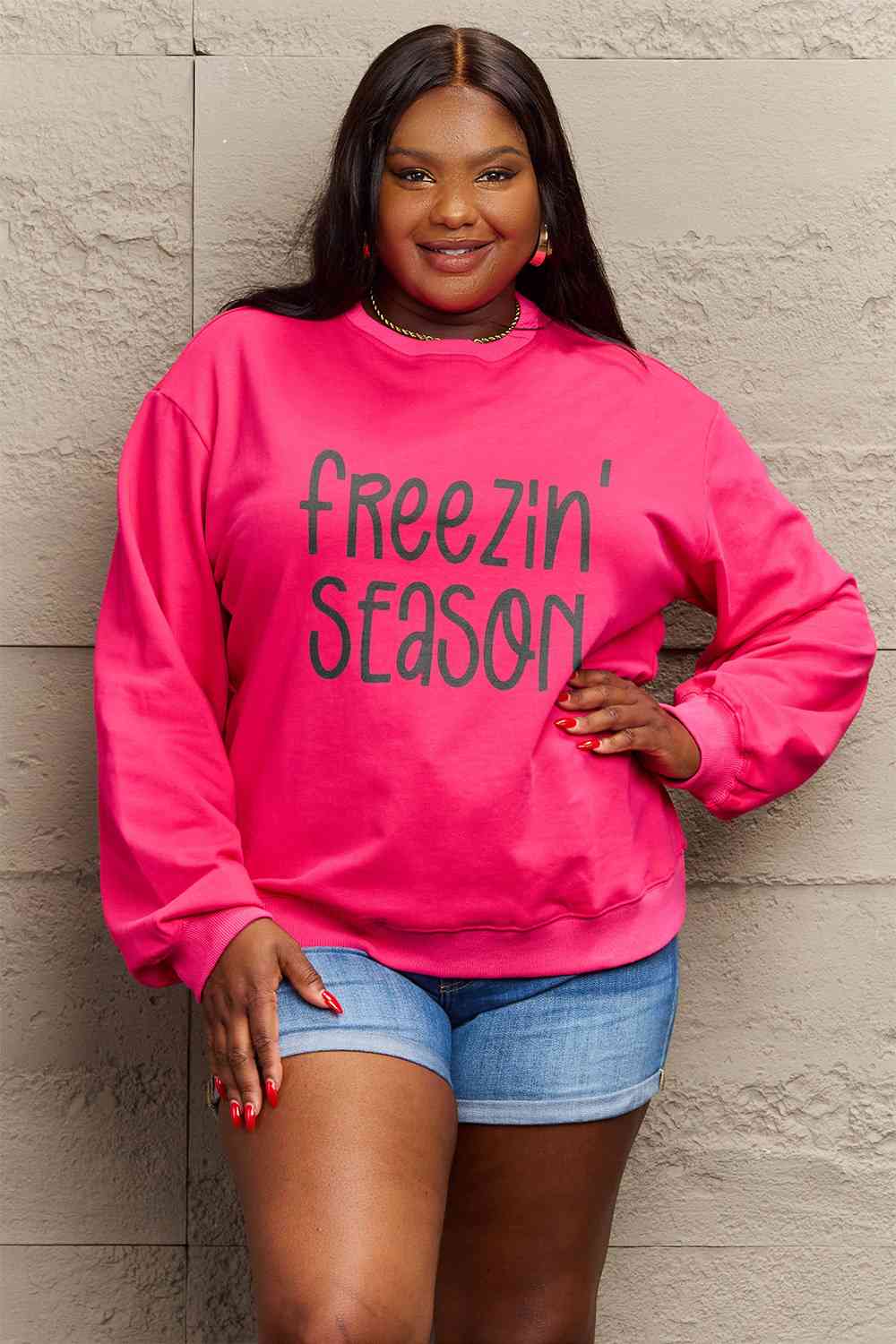 Simply Love SEASONAL Full Size FREEZIN' SEASON Graphic Sweatshirt