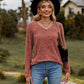 Full Size Ribbed V-Neck Long Sleeve Tee