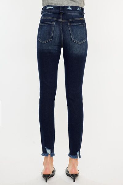 Kancan Full Size Cat's Whiskers Raw Hem High Waist Jeans *