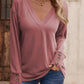 Full Size V-Neck Long Sleeve Top