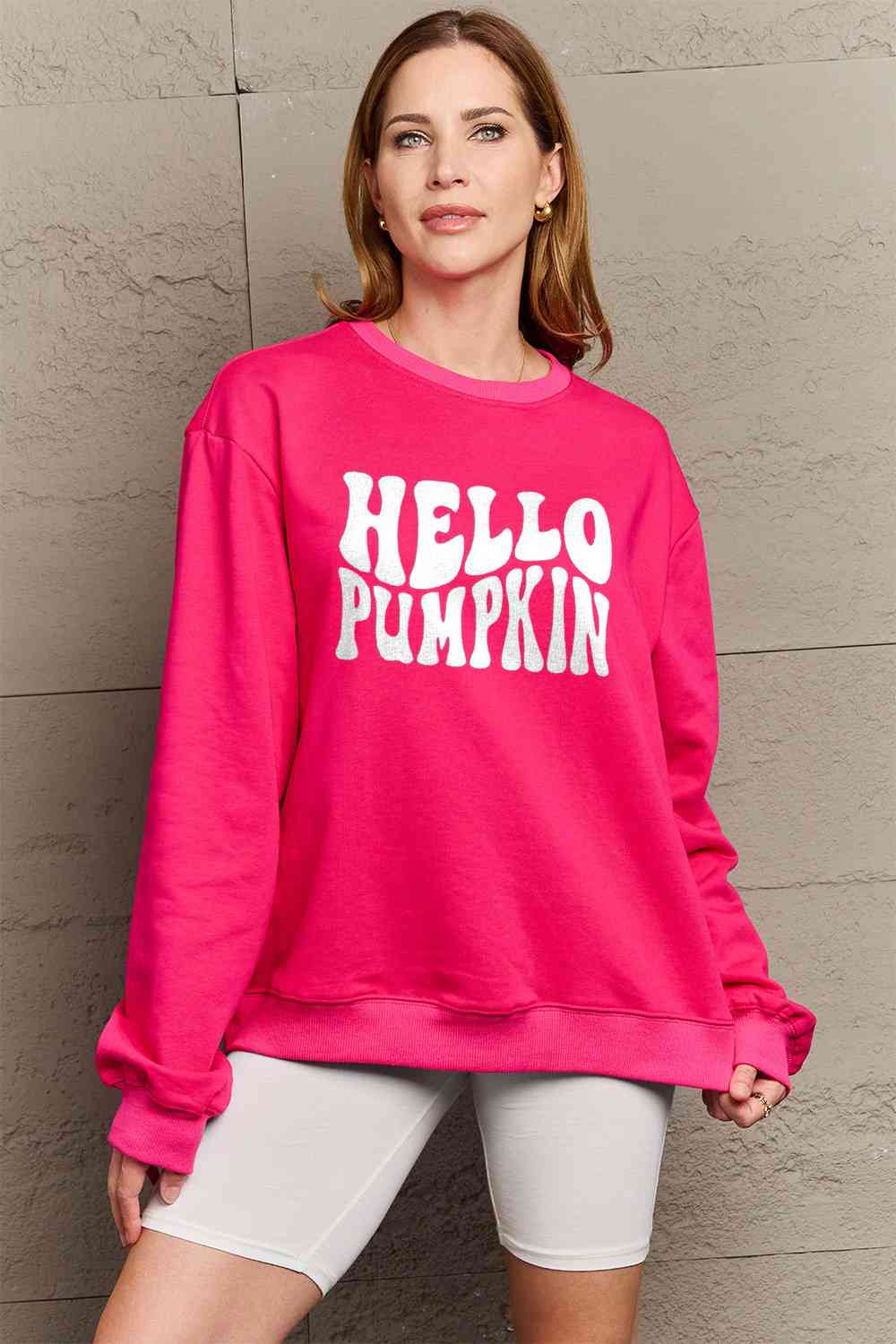 Simply Love SEASONAL Full Size HELLO PUMPKIN Graphic Sweatshirt