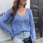 TrendiStyles Openwork V-Neck Dropped Shoulder Sweater 🦋