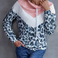 Leopard Color Block Drawstring Sweatshirt