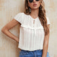 Tie Neck Ruffled Short Sleeve Blouse