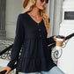 Full Size Long Sleeve V-Neck Cable-Knit Blouse
