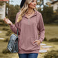 Full Size Cable-Knit Zip-Up Hooded Blouse