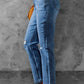 Blue High Waist Distressed Straight Leg Jeans