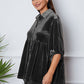 Velvet Tiered Button Up Collared Neck Shirt