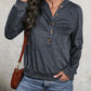 Printed Half Button Long Sleeve Hoodie