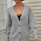 Rib-Knit Plunge Raglan Sleeve Cardigan
