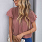 Polka Dot Smocked Flutter Sleeve Blouse