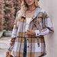 Full Size Plaid Dropped Shoulder Hooded Jacket
