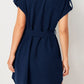 Tied Notched Short Sleeve Dress