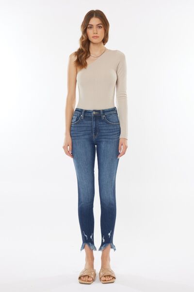 Kancan Raw Hem High Waist Cropped Jeans *