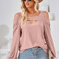 Cutout Square Neck Cold Shoulder T-Shirt