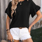 Ruffled Round Neck Short Sleeve Blouse